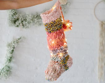 Holiday Stocking Pattern ~ Intermediate Knitting Pattern ~ Bulky Handspun Yarn Stocking Pattern