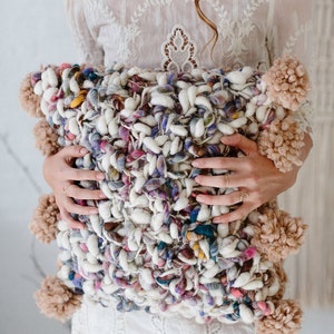 The Sanctuary Tassel Pillow Pattern ~ Simple and Easy Knitting Pattern ~ Bulky Handspun Yarn Pillow Pattern with Tassel Detail
