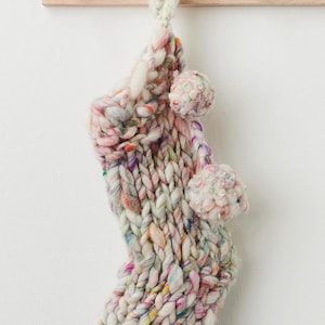 Holiday Stocking Pattern ~ Handspun Yarns, Christmas Stocking, Bulky Yarn, Chunky Yarns, Intermediate Knitter, Knit Collage Yarns