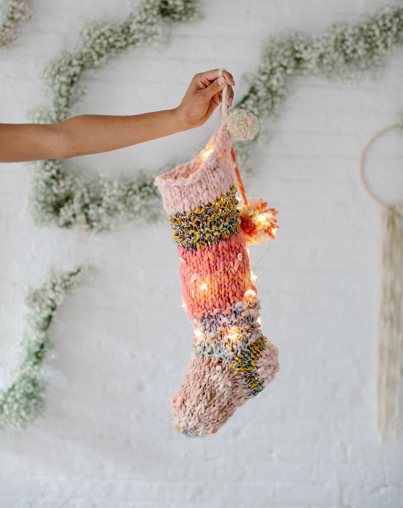 Holiday Stocking Pattern Intermediate Knitting Pattern Bulky Handspun Yarn Stocking Pattern image 1