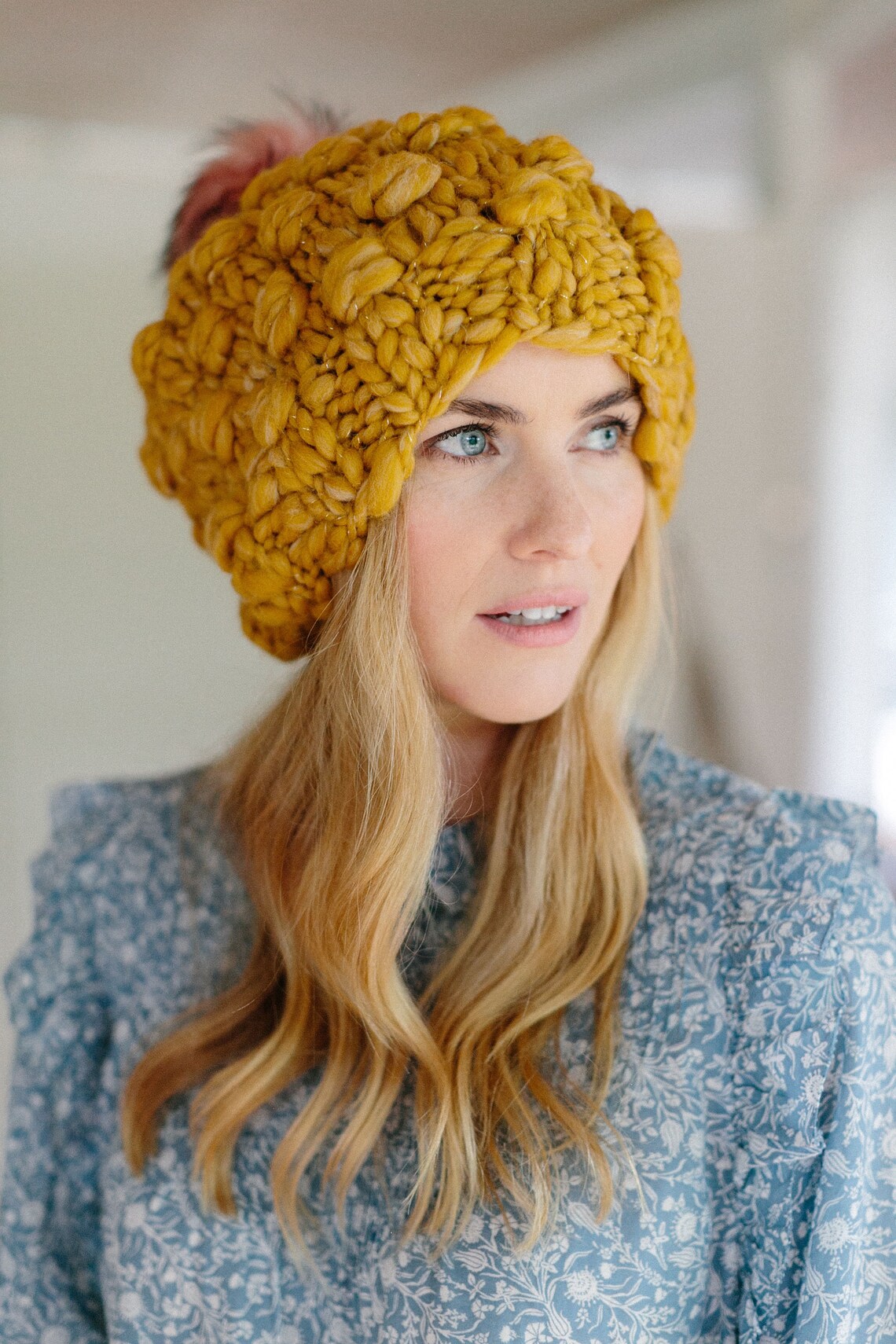 Knitting Pattern // Knit Bobble Hat Pom Pom Knit Hat Etsy