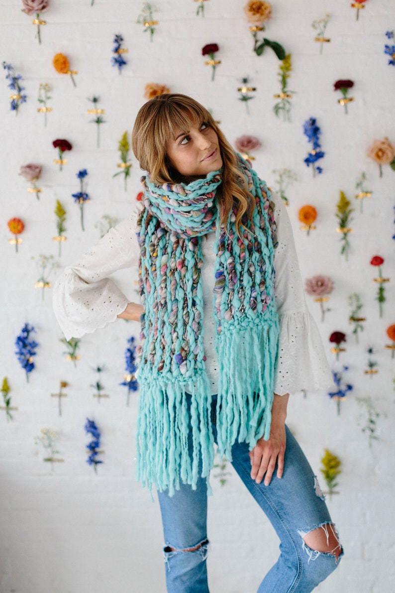 Knitting Pattern // Knit Scarf Pattern, Knitting Patterns for Women, Easy Knitting Patterns, Knit Tassel Scarf Pattern, Handspun Knit Scarf image 1