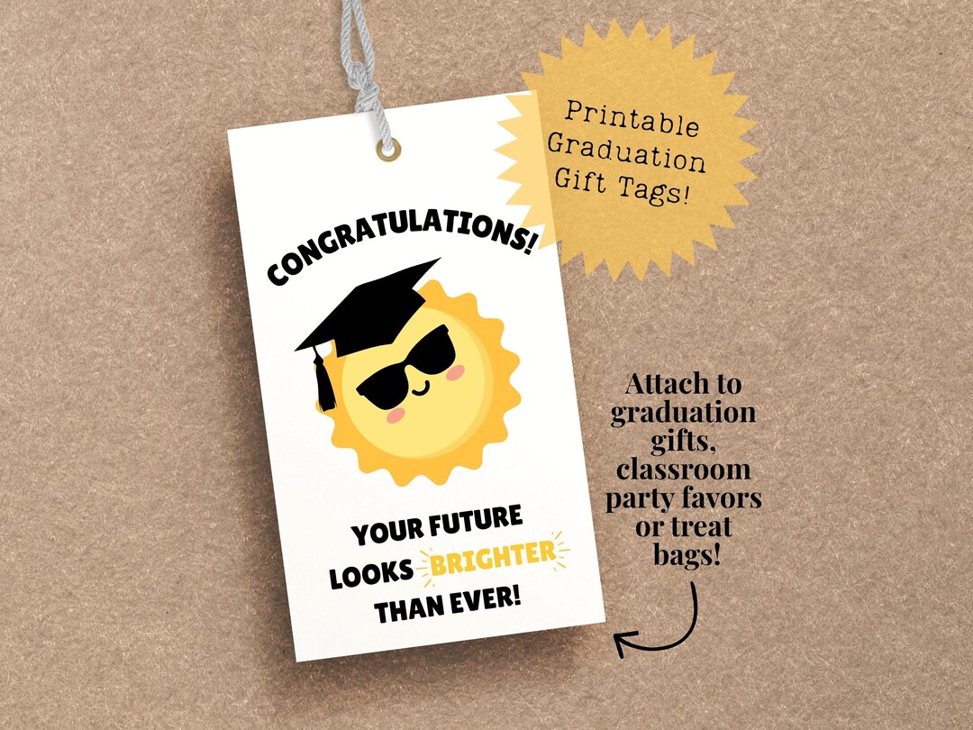 Printable Graduation Gift Tags, Your Future is Bright, 2026 Grad ...