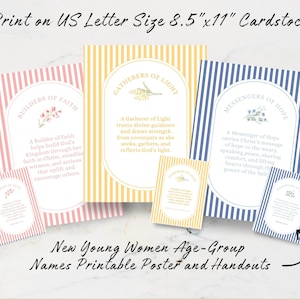 NEW LDS Young Women Age Group Names & Descriptions Printable Posters and Handouts | Faith, Hope, Light | Instant Digital Download