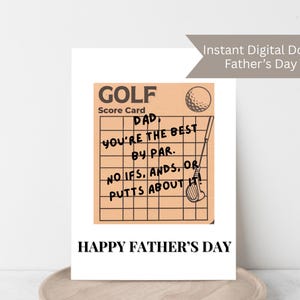 Cartão vintage para impressão para o Dia dos Pais, para o entusiasta do golfe, para o apaixonado por golfe, para o pai golfista ávido, trocadilho engraçado, download digital instantâneo, PDF