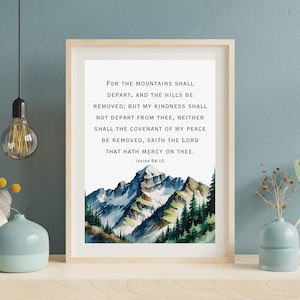 Christian Wall Art Printable, My Kindness Shall Not Depart From Thee, Isaiah 54:10, Scripture Verse, Dorm Room Decor, Digital Download PDF