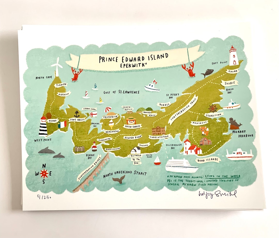 8.5x11 Illustrated Map of Prince Edward Island Etsy Canada