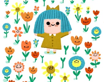 8.5”x 11” Girl in the Flowers Print