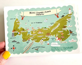 Set of 5 4"x6" PEI map Postcards