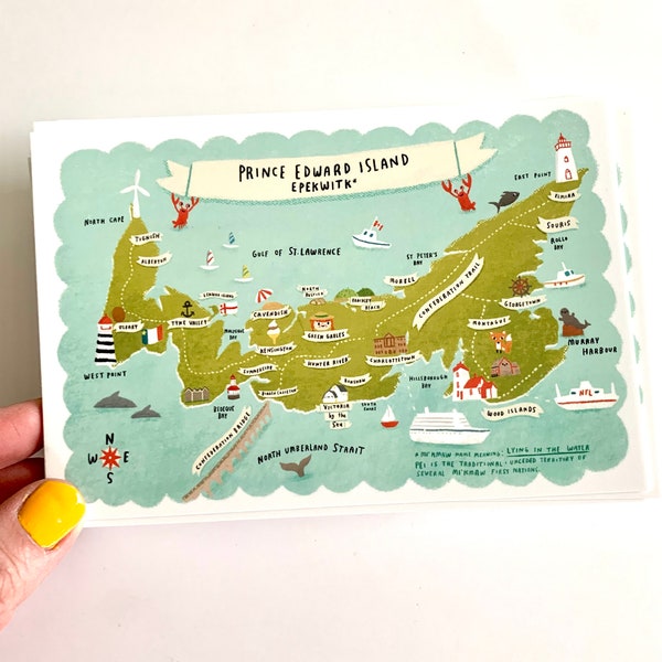 Set of 5 4"x6" PEI map Postcards