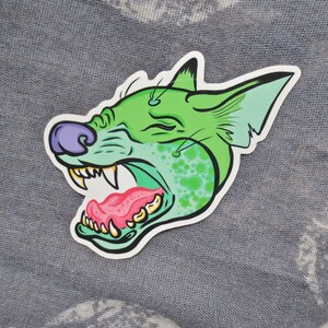 Chupacabra Yawning Sticker, 3.75" die cut