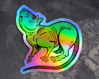 Holographic Rat Sticker, Green Rat, Die Cut, Lab Mouse, Lab Rat, Oddities, Goblincore, Pride Sticker, Accessory