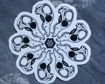 Coyote Skull Mandala Sticker, Large 4" die cut, Cryptid Sticker