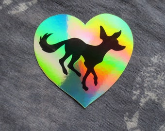 Chupacabra Sticker, Heart, Holographic, 3x3, Cryptid, Sticker, Oddity, Curiosity, Vulture Culture, Chupacabra Crafts Shop Logo Sticker