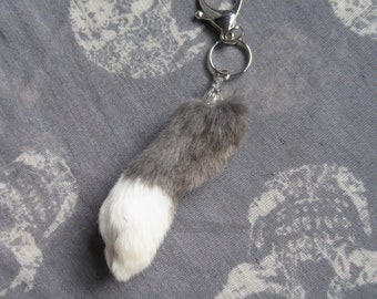 Taxidermy Rabbit Foot Bag Clip, Grey Dutch Rabbit