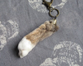 Taxidermy Rabbit Foot Bag Clip, Brown Dutch Rabbit