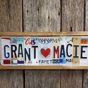 Personalized License Plate sign Anniversary Gift for Boyfriend Husband Girlfriend Wife Spouse Wedding House Warming groomsmen gift