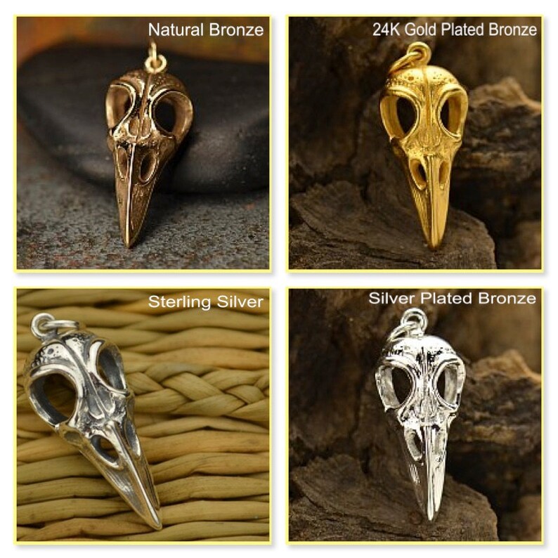 Nature-Holiday-Animal Sterling Silver Bird Skull Charm
