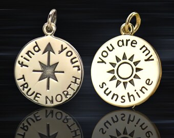 Sterling Silver .925 charms of your choice. You Are My Sunshine, or Find Your True Star- Recycled Silver