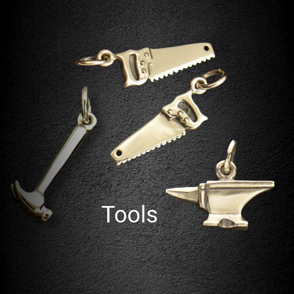 Sterling Silver Anvil, Pilers, Hammer, and Saw Charms -Tools-Crafter-Designer