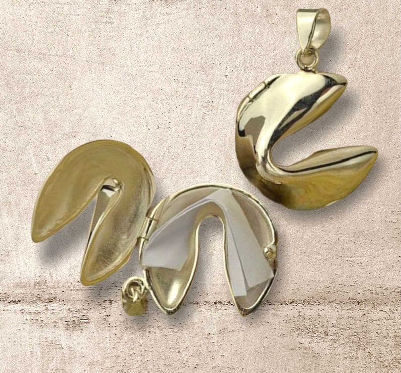 Sterling Silver Fortune Cookie Pendant Etsy