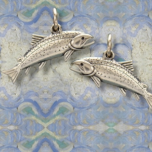 Sterling Silver Trout Charm - Fish Charm-fishing