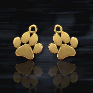 Solid 14K Gold - Paw Print Charm no Jump Rring