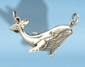 Preorder_Sterling Silver Humpback Whale Pendant - Whale Charm-Beach Lover -Ocean-Surfer-Navigators