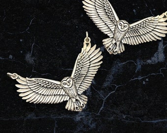 Sterling Silver Flying Owl Pendant Festoon