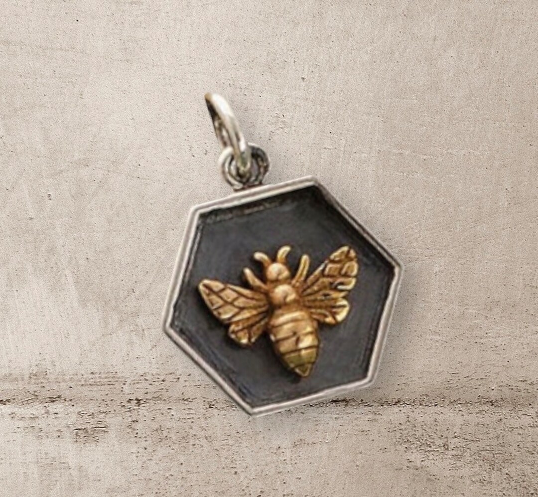 Sterling Silver Queen Bee Charm with Bronze Bee