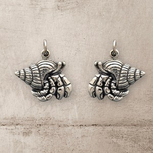 Sterling Silver Hermit Crab Charm 20x18mm, Beach Chic, Beach Lover, Gift Idea