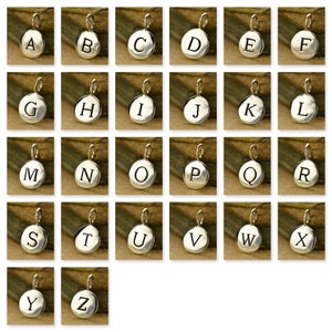 Small Sterling Silver Letter Charm Disk