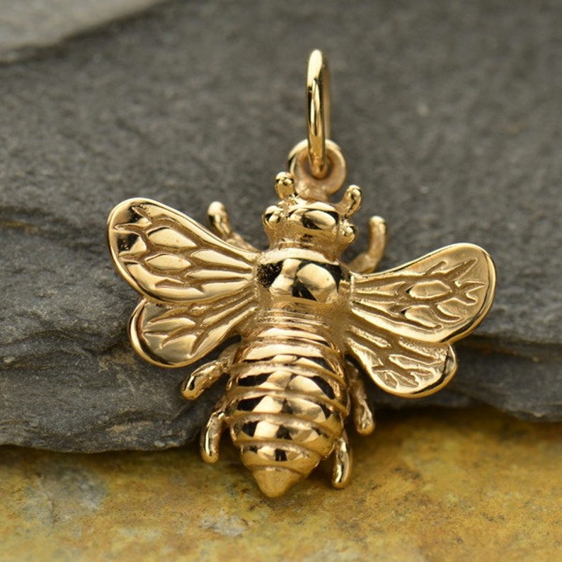 Large Natural Bronze Honeybee Bumble Bee Charm beekeeper Etsy