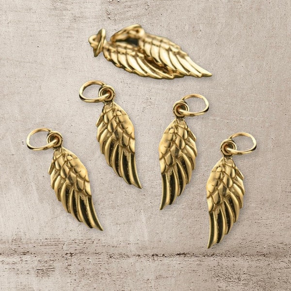 Small Angel Wing Charm, Gold Angel Wing Necklace, Wings, Bronze Angel Wing Charms, Angel Wing Charm, Charm Bracelet,-20mm