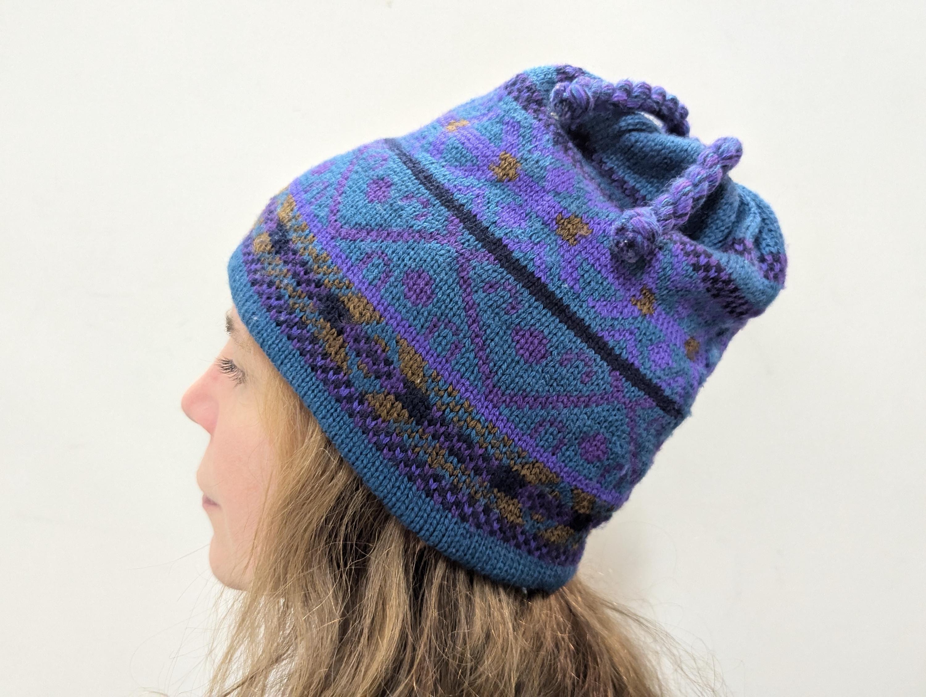 Bonnet Columbia 3 Points Laine Tricotée - Vintage Années 90 - Bleu Sarcelle Canada