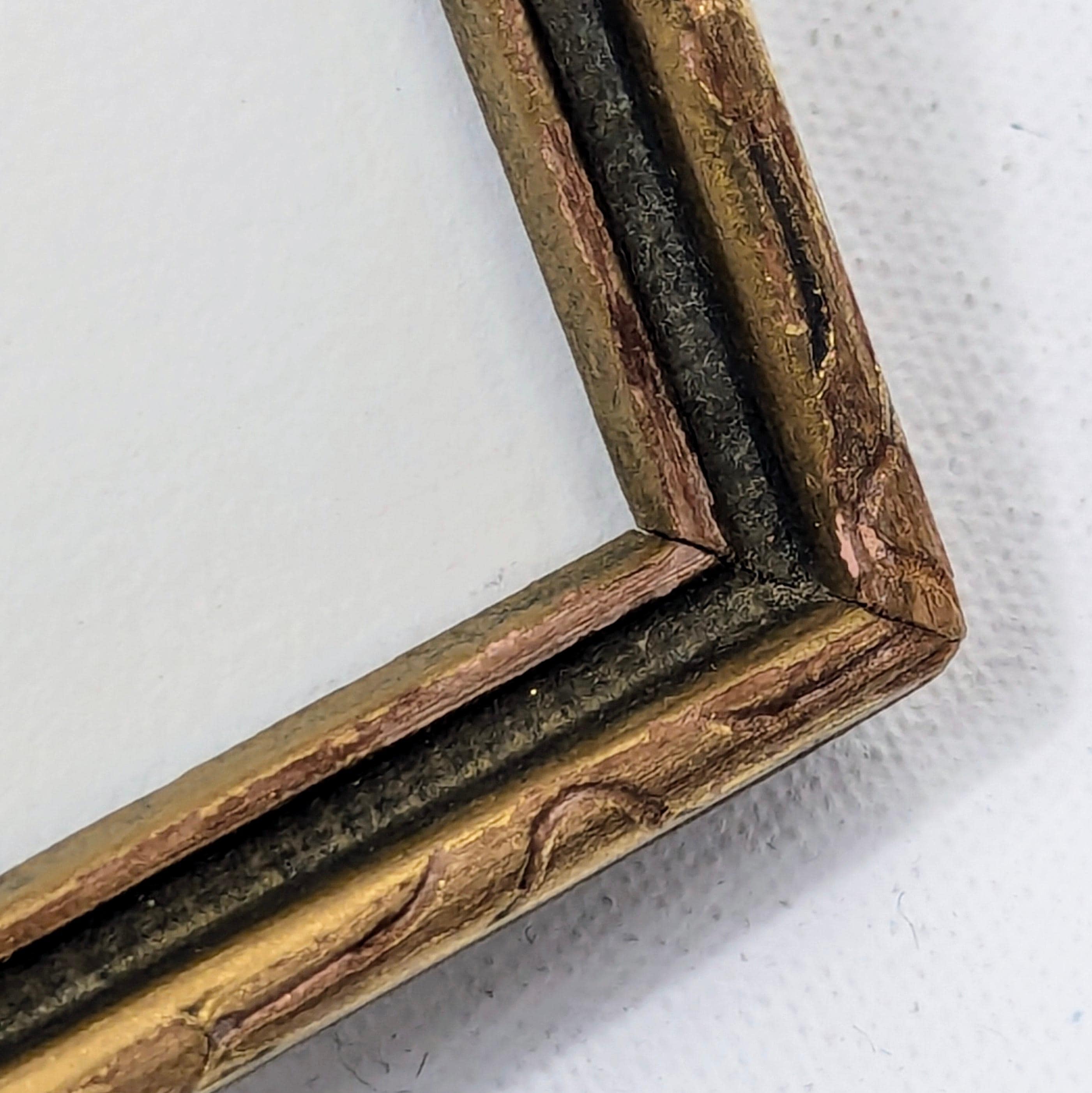 Vintage 1940s Ornate Carved Wood Picture Frame With Narrow Profile