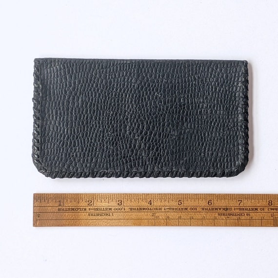 Minimalist Handmade Black Leather Fold Over Walle… - image 6