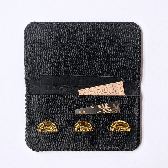 Minimalist Handmade Black Leather Fold Over Walle… - image 2