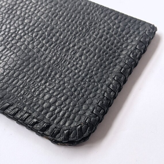 Minimalist Handmade Black Leather Fold Over Walle… - image 3