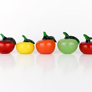 Pomme en verre, décoration de fruits en verre soufflé à la main de style murano, sculptures de fruits en verre marbré colorées au choix