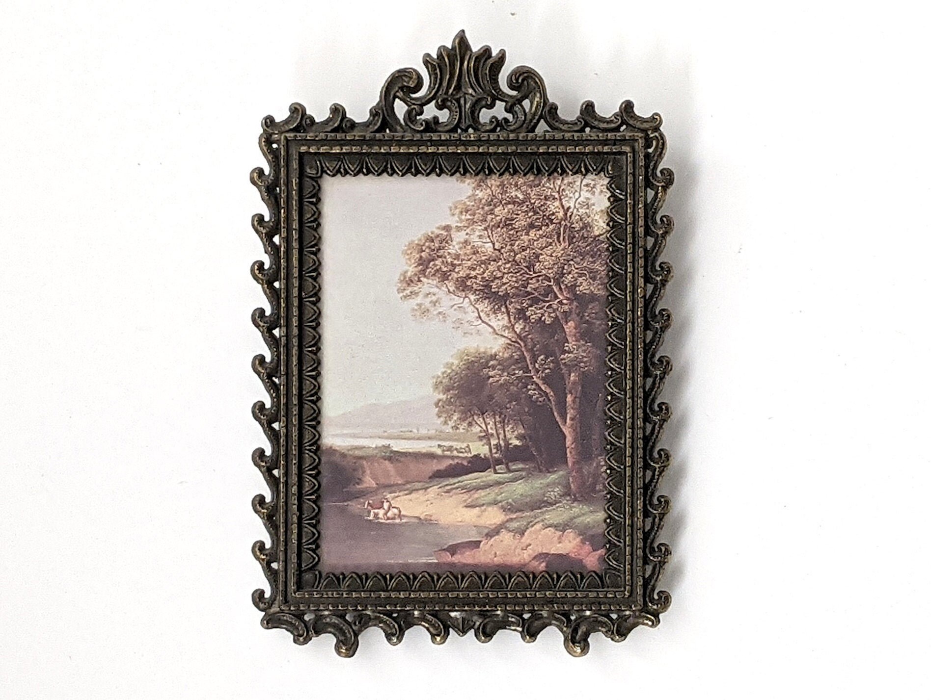 Vintage Italian Art Print Framed in an Ornate Brass Frame Mid Etsy