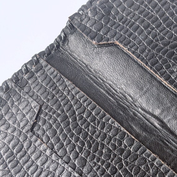 Minimalist Handmade Black Leather Fold Over Walle… - image 8