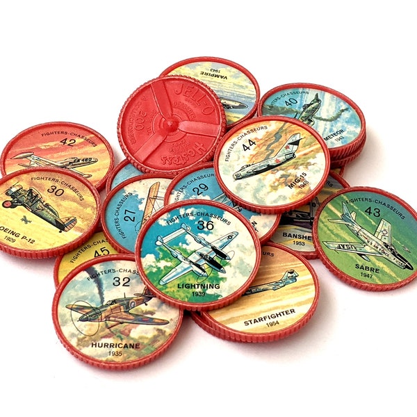 Vintage Jell-O Hostess Airplane Coins Red Chips Fighter Planes You Pick 1960s Aviation History Advertising Collectible