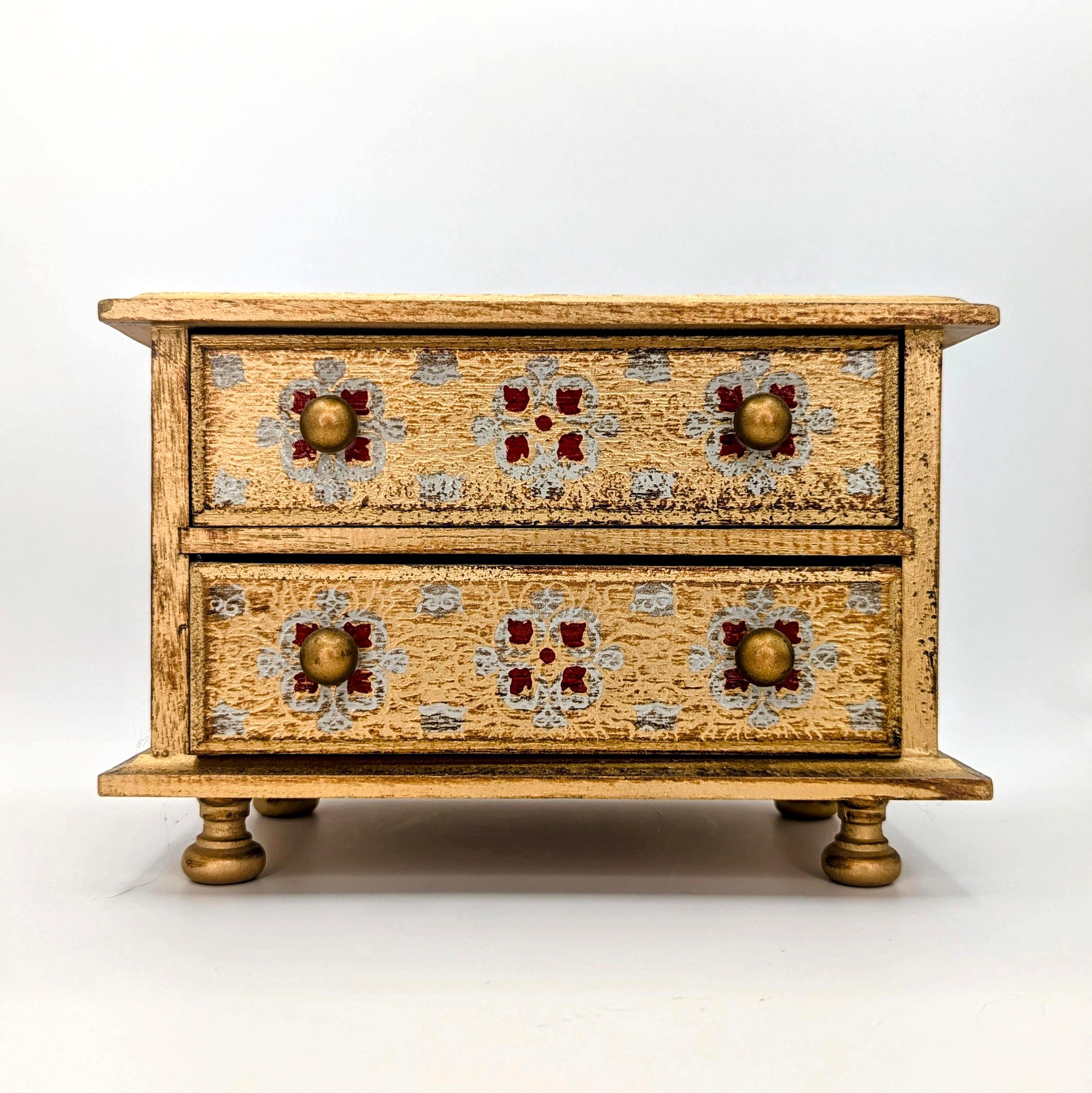 Vintage Royal Sealy Japan Music Box, Floral Wood Jewelry Curio Box