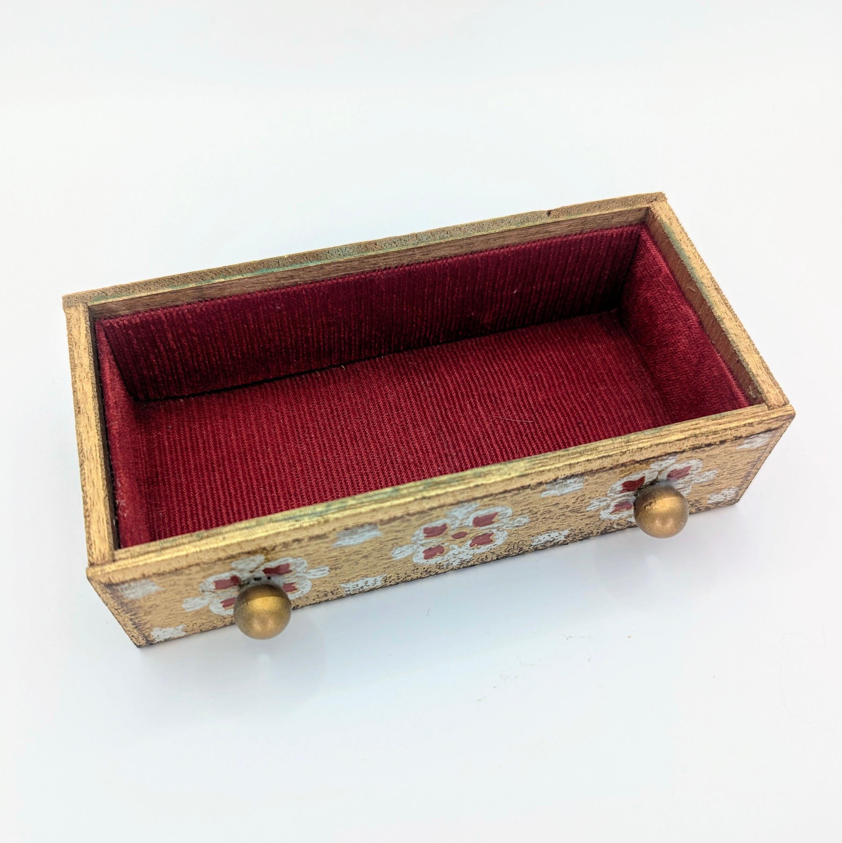Vintage Royal Sealy Japan Music Box, Floral Wood Jewelry Curio Box