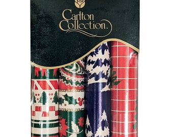 RARE unused Vintage Carlton Card Christmas Paper Multipack 4 Rolls of Christmas wrapping paper, 30” wide 158” Total