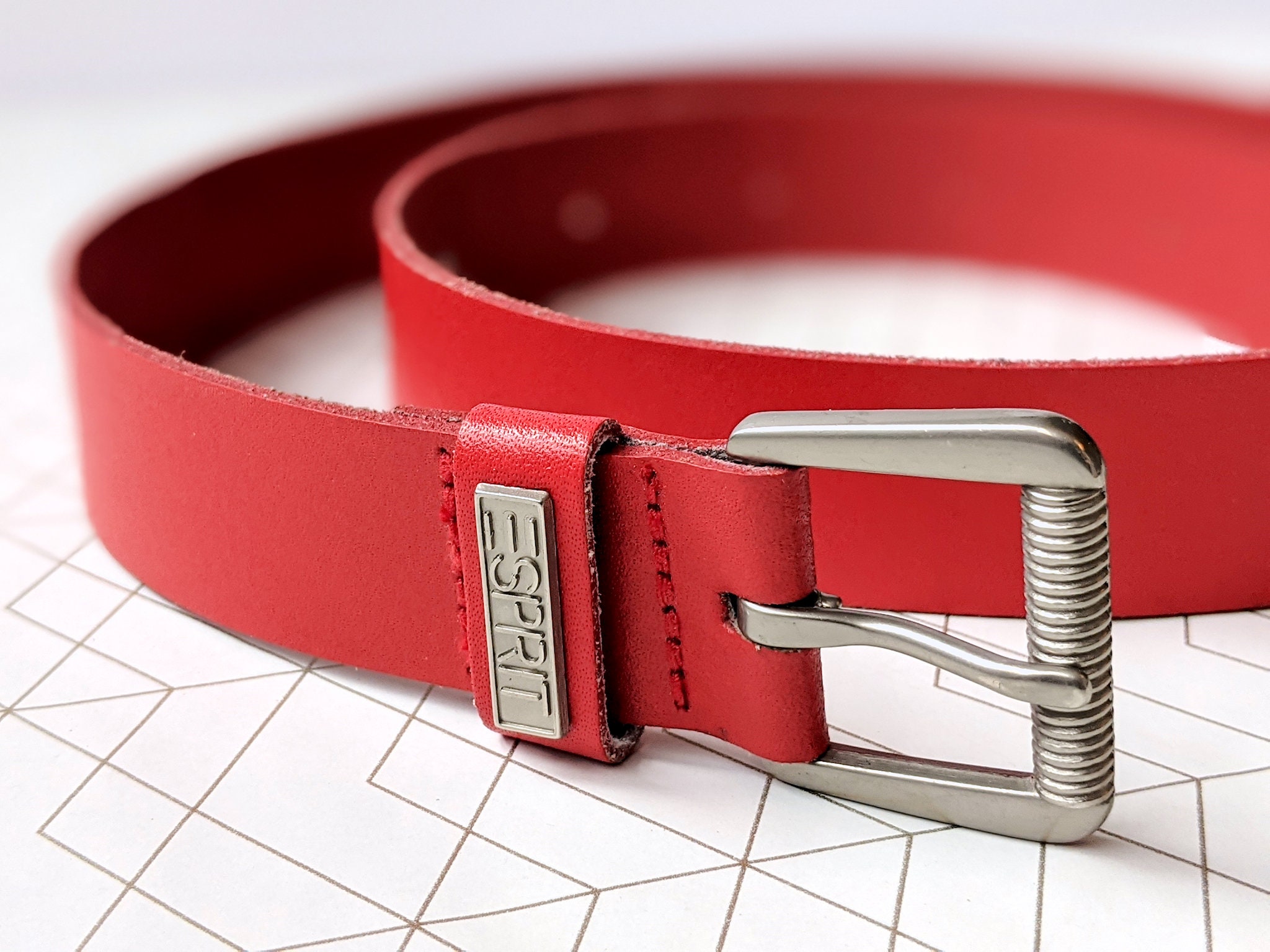 Overblijvend heerser Maak avondeten 90s ESPRIT Red Leather Belt Size Medium 27-30 inch Waist - Etsy België