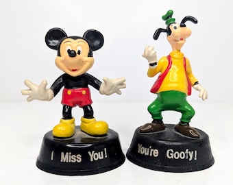 Rare Mickey Mouse and Goofy Figures Vintage Disney Toy Monogram Products Inc. Made in Hong Kong 1970s