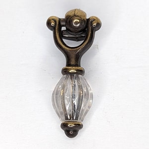 Drop Dresser Knobs, Pendant Style Cabinet Pull, Brass Tone Metal