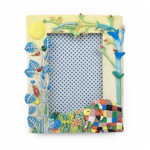 Elmer The Elephant Colourful Picture Frame/ Elephant Theme Kids Room Decor/ 3.5" x 5" Photo Frame